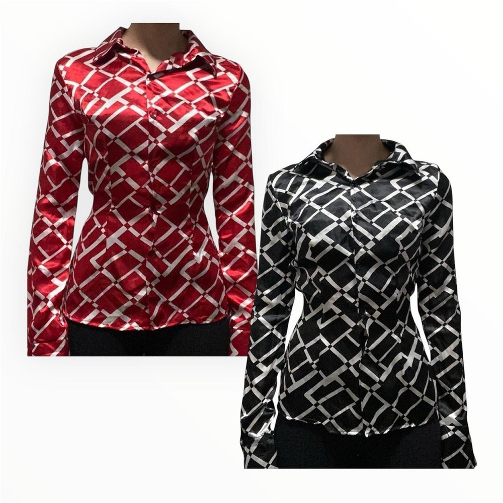 2 NWOT Satin button up blouses